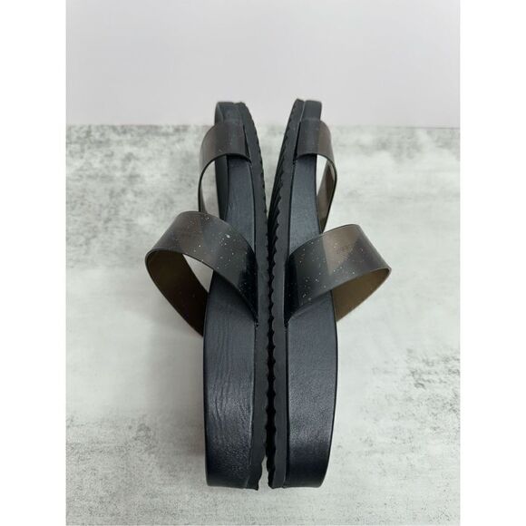 BP Sandals‎ Womens Size 7 Black Double Strap Open Toe Slip On Glittery Slides - Picture 7 of 9
